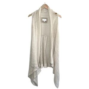 Anthropologie Angel Of The North Cream Open Front Knit Vest Cardigan